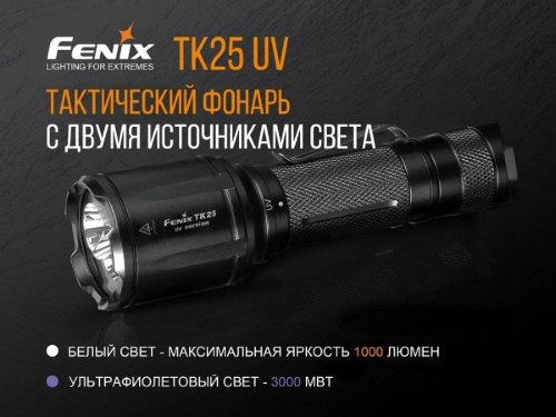 798 Fenix Фонарь тактическийTK25 UV Cree XP-G2 (ультрафиолет) фото 5 798 Fenix Фонарь тактическийTK25 UV Cree XP-G2 (ультрафиолет) фото 5
